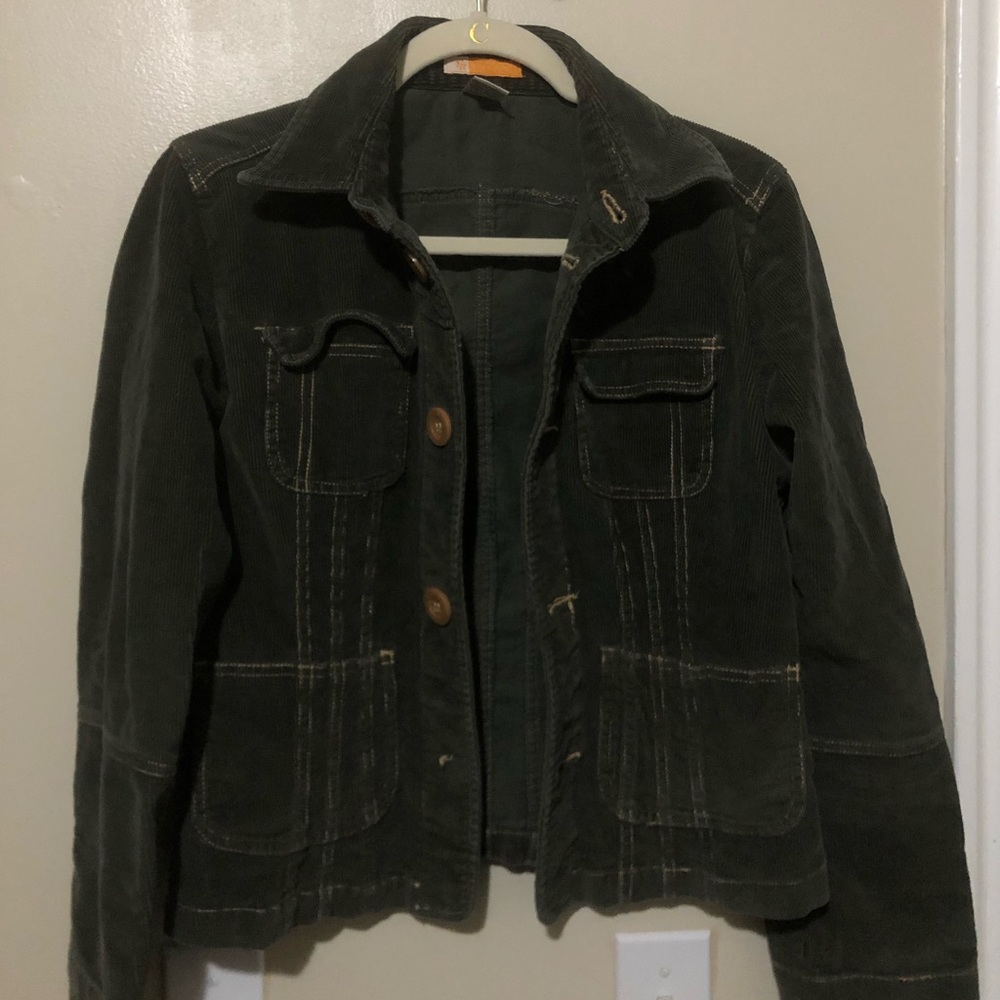 vintage y2k 90s corduroy jacket green